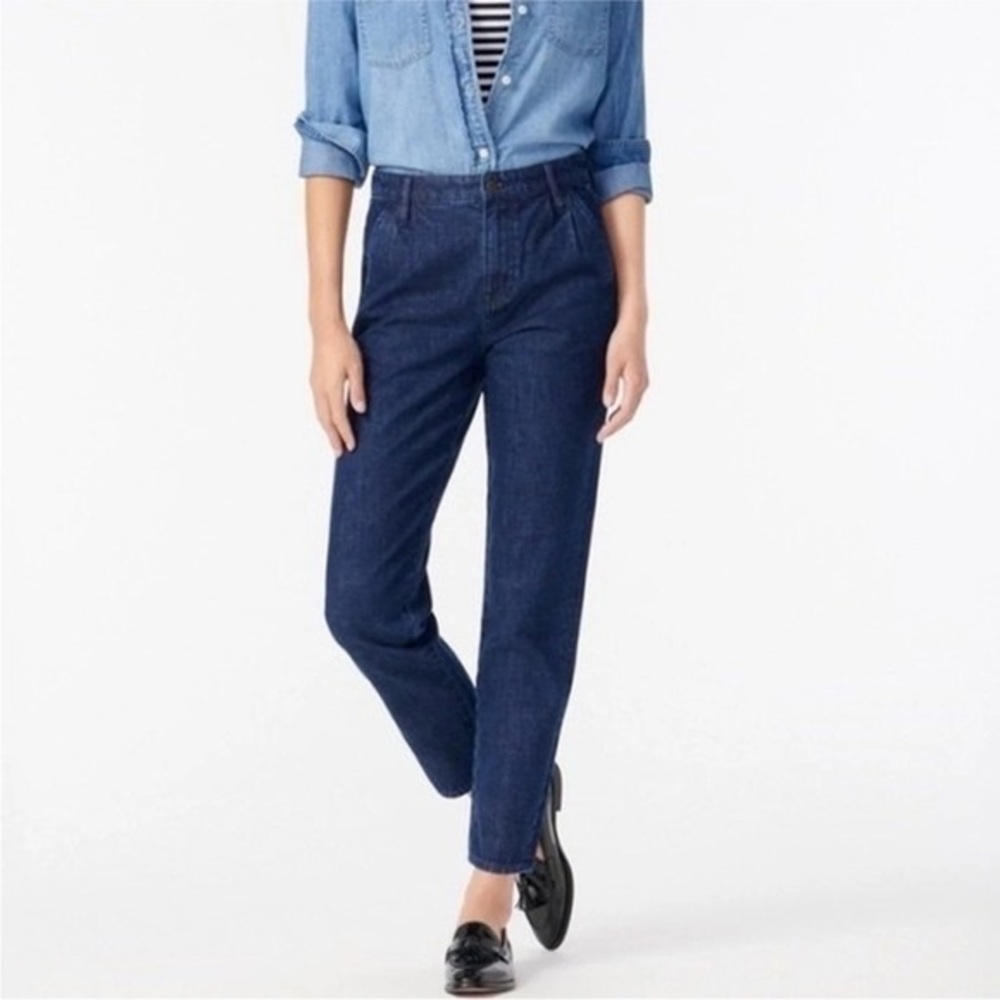 J. Crew Dark Wash Full-length Pleaded Denim Trouser Size 27